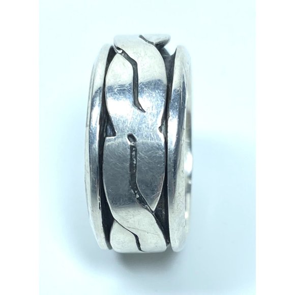 Unisex Celtic Braided Rope Oxidized Sterling Silver Spinner Ring Size 10 By AE - Picture 2 of 4